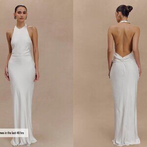 Meshki Rinna Satin Halter Maxi Dress - Ivory